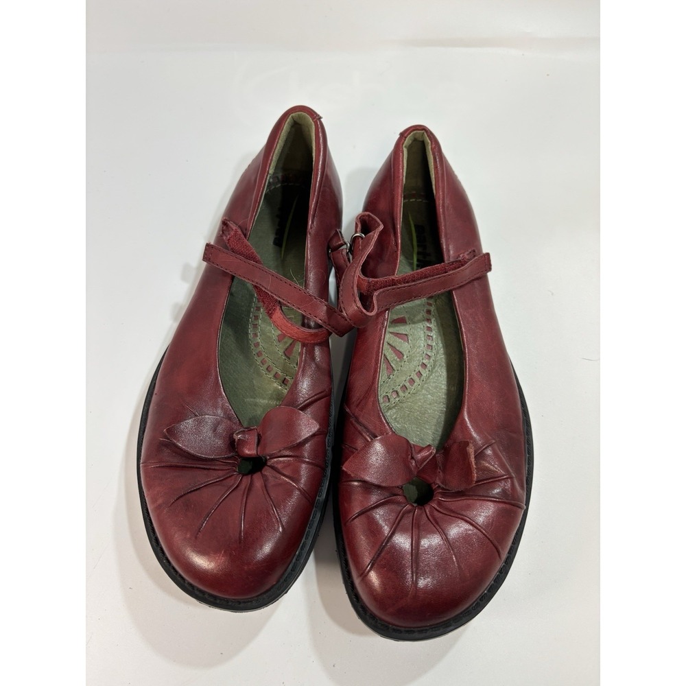 VTG Earth Kalso  Mary Jane Loafer Shoes Womens 7.5 B‎ Red Leather Academia Boho